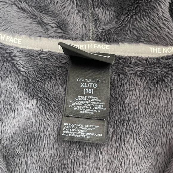 The North Face Gray Pink Hooded Full Zip Faux Fur Jacket Size Girls XL - Picture 5 of 6